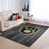 Milwaukee Brewers Mlb Team Logo Grey Wooden Style Style Nice Gift Home Decor Rectangle Area Rug