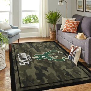 Milwaukee Bucks Nba Team Logo Camo Style Nice Gift Home Decor Area Rug Rugs For Living Room