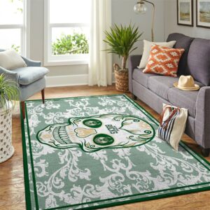 Milwaukee Bucks Nba Team Logo Skull Flower Style Nice Gift Home Decor Rectangle Area Rug