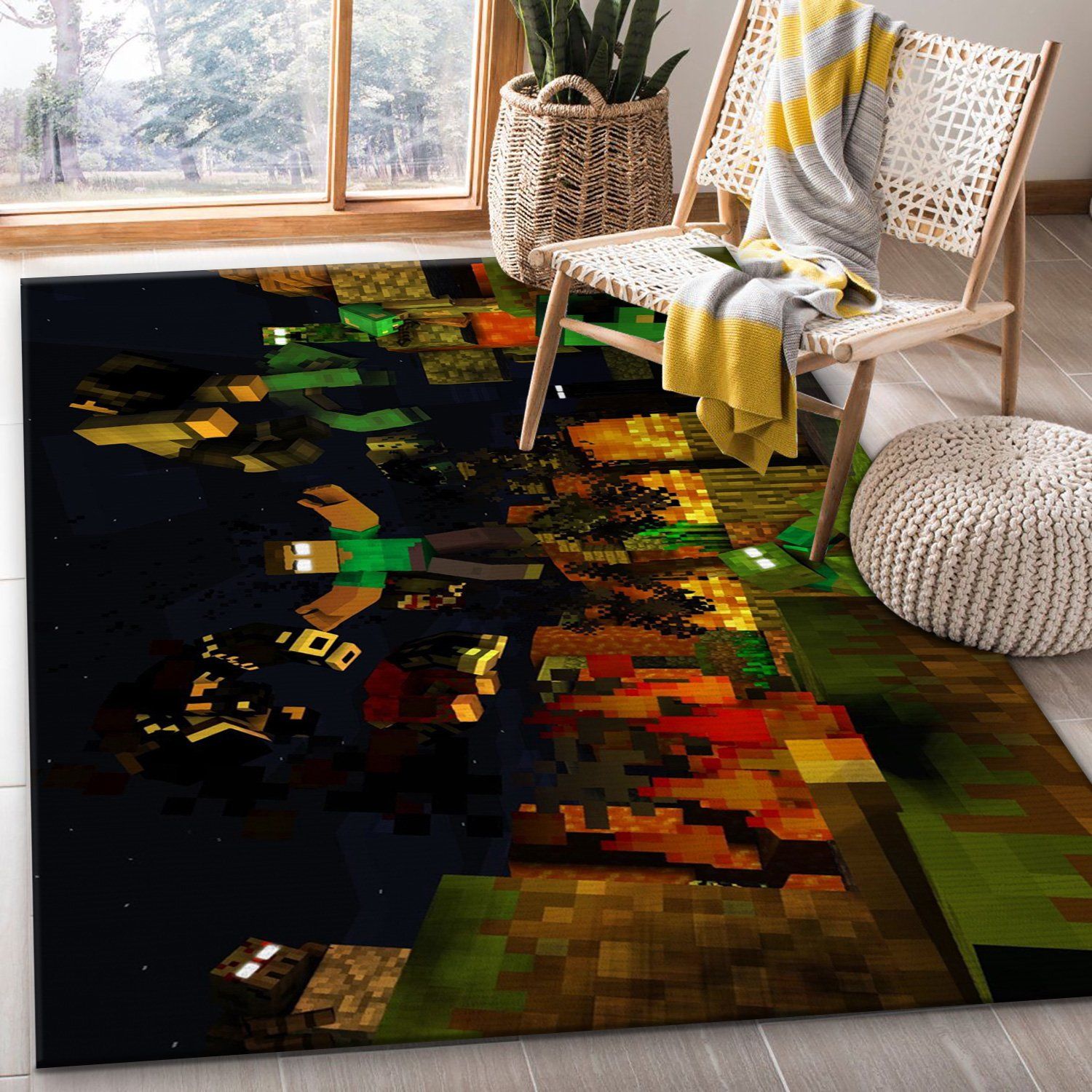 Minecraft Creeper Area Rug | Creeper Rug | 39-Inch Square Area Rug