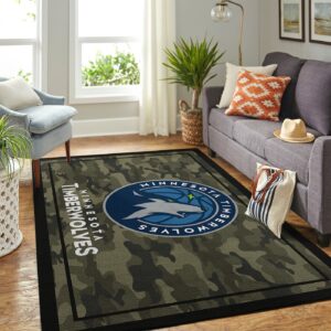 Minnesota Timberwolves Nba Team Logo Camo Style Nice Gift Home Area Rug Rugs For Living Room