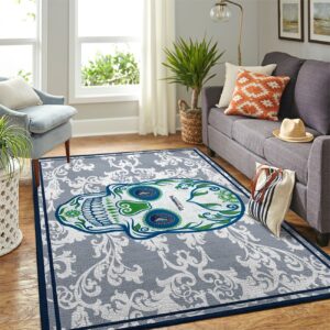 Minnesota Timberwolves Nba Team Logo Skull Flower Style Nice Gift Home Decor Rectangle Area Rug