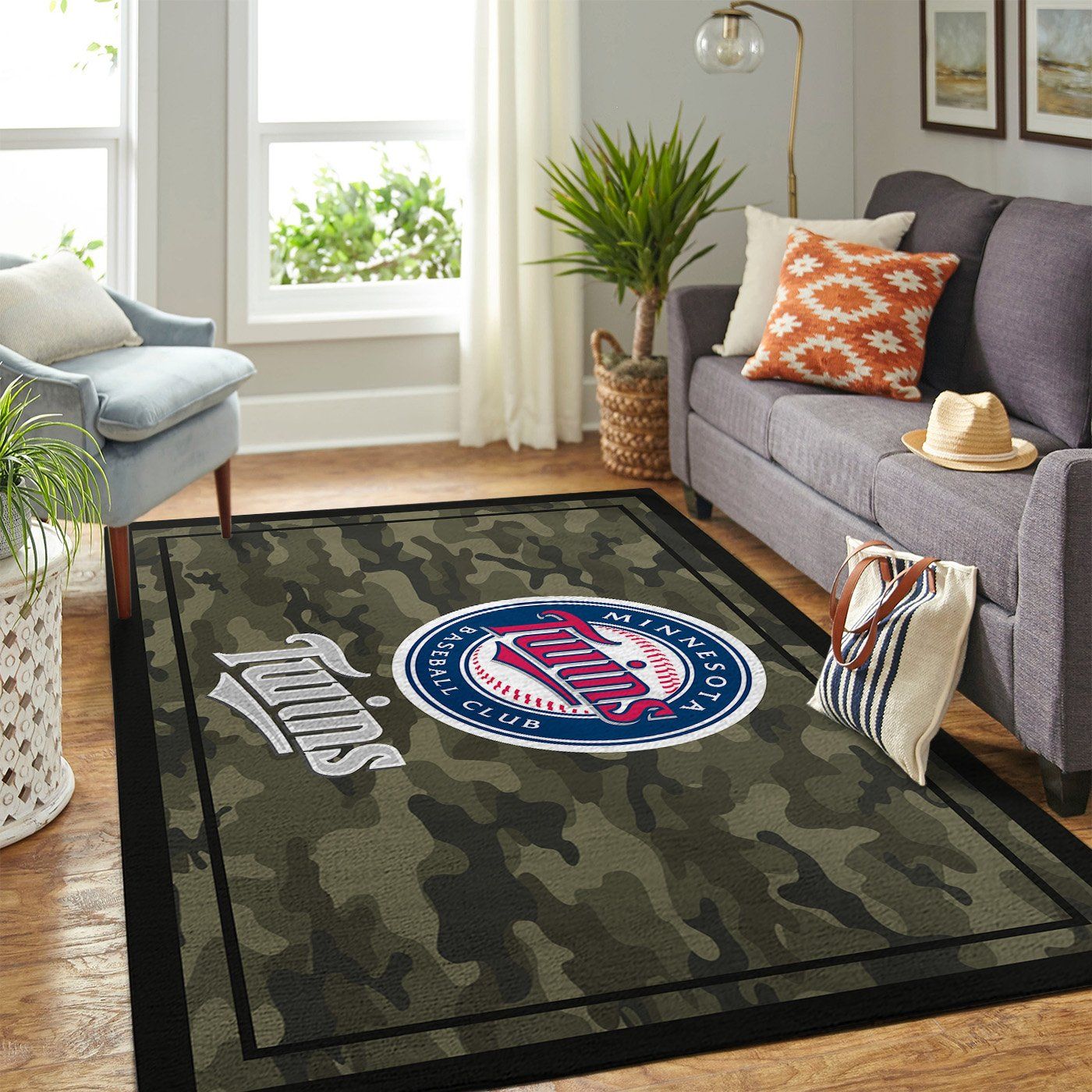 Minnesota Twins Mlb Team Logo Camo Style Nice Gift Home Decor Rectangle Area Rug