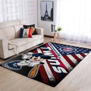 Minnesota Twins Mlb Team Logo Mickey Us Style Nice Gift Home Decor Rectangle Area Rug
