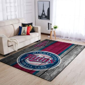 Minnesota Twins Mlb Team Logo Wooden Style Style Nice Gift Home Decor Rectangle Area Rug