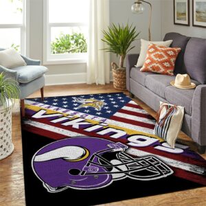 Minnesota Vikings Nfl Team Logo American Style Nice Gift Home Decor Area Rug Rugs For Living Room