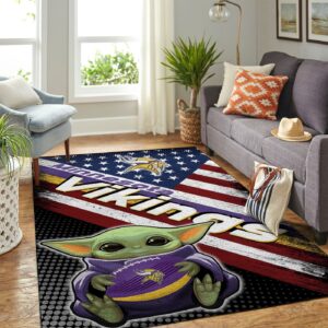 Minnesota Vikings Nfl Team Logo Baby Yoda Us Style Nice Gift Home Decor Rectangle Area Rug