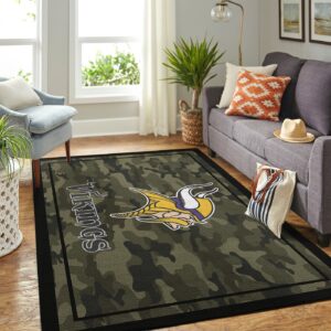 Minnesota Vikings Nfl Team Logo Camo Style Nice Gift Home Decor Rectangle Area Rug