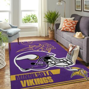 Minnesota Vikings Nfl Team Logo Helmet Nice Gift Home Decor Rectangle Area Rug
