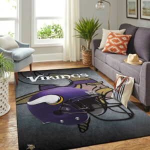 Minnesota Vikings Nfl Team Logo Helmet Style Nice Gift Home Decor Rectangle Area Rug