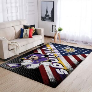 Minnesota Vikings Nfl Team Logo Mickey Us Style Nice Gift Home Decor Rectangle Area Rug