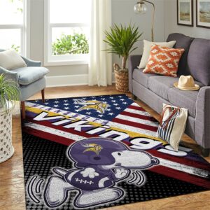Minnesota Vikings Nfl Team Logo Snoopy Us Style Nice Gift Home Decor Rectangle Area Rug