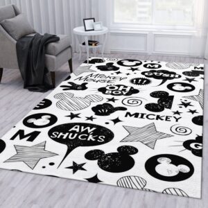 Minnie Mouse Black And White Area Rug For Christmas Living Room Rug Family Gift US Decor