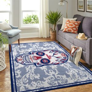Montr Al Canadiens Nhl Team Logo Skull Flower Style Nice Gift Home Decor Rectangle Area Rug