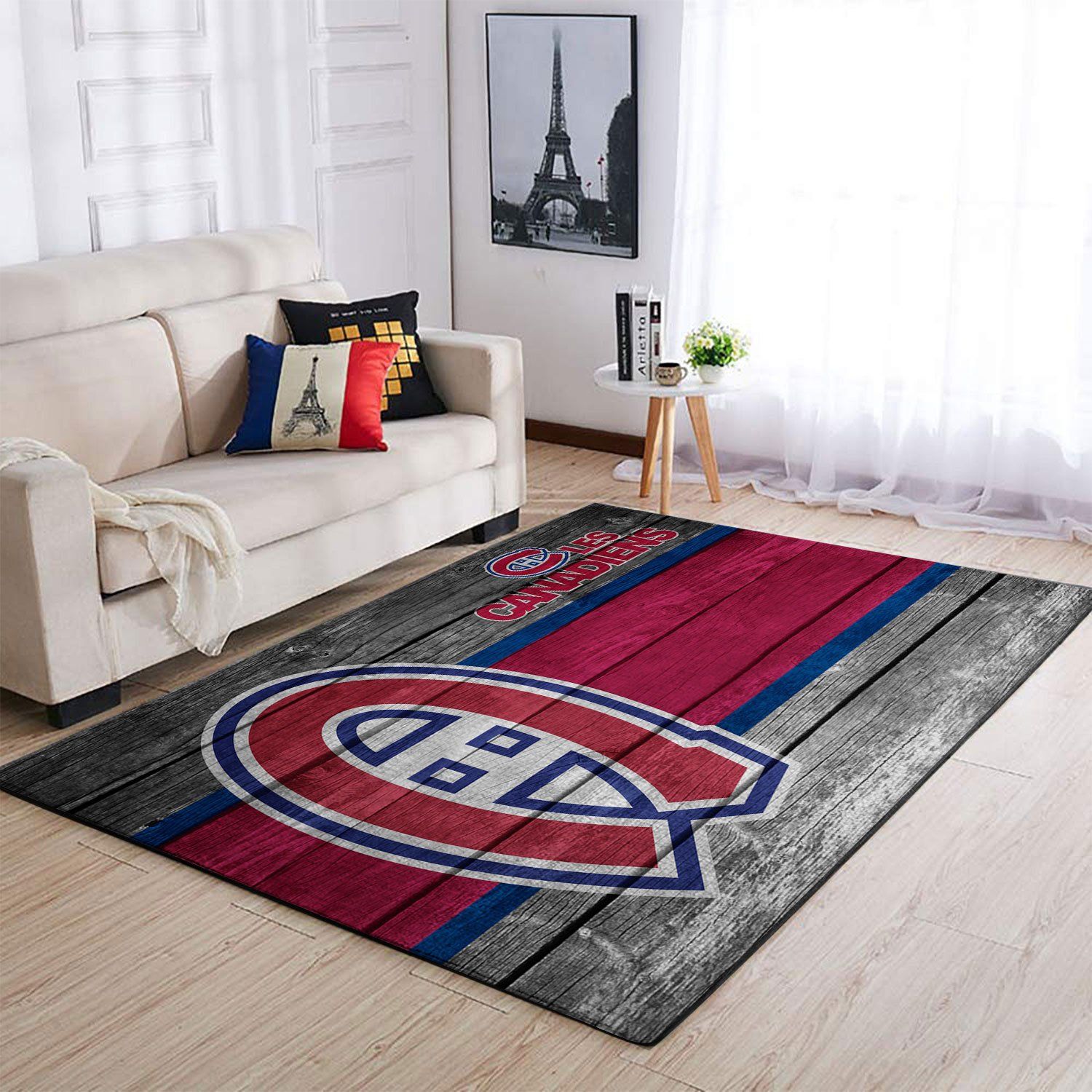 Montr Al Canadiens Nhl Team Logo Wooden Style Nice Gift Home Decor Rectangle Area Rug