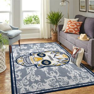 Nashville Predators Nhl Team Logo Skull Flower Style Nice Gift Home Decor Rectangle Area Rug