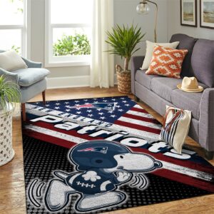New England Patriots Nfl Team Logo Snoopy Us Style Nice Gift Home Decor Rectangle Area Rug
