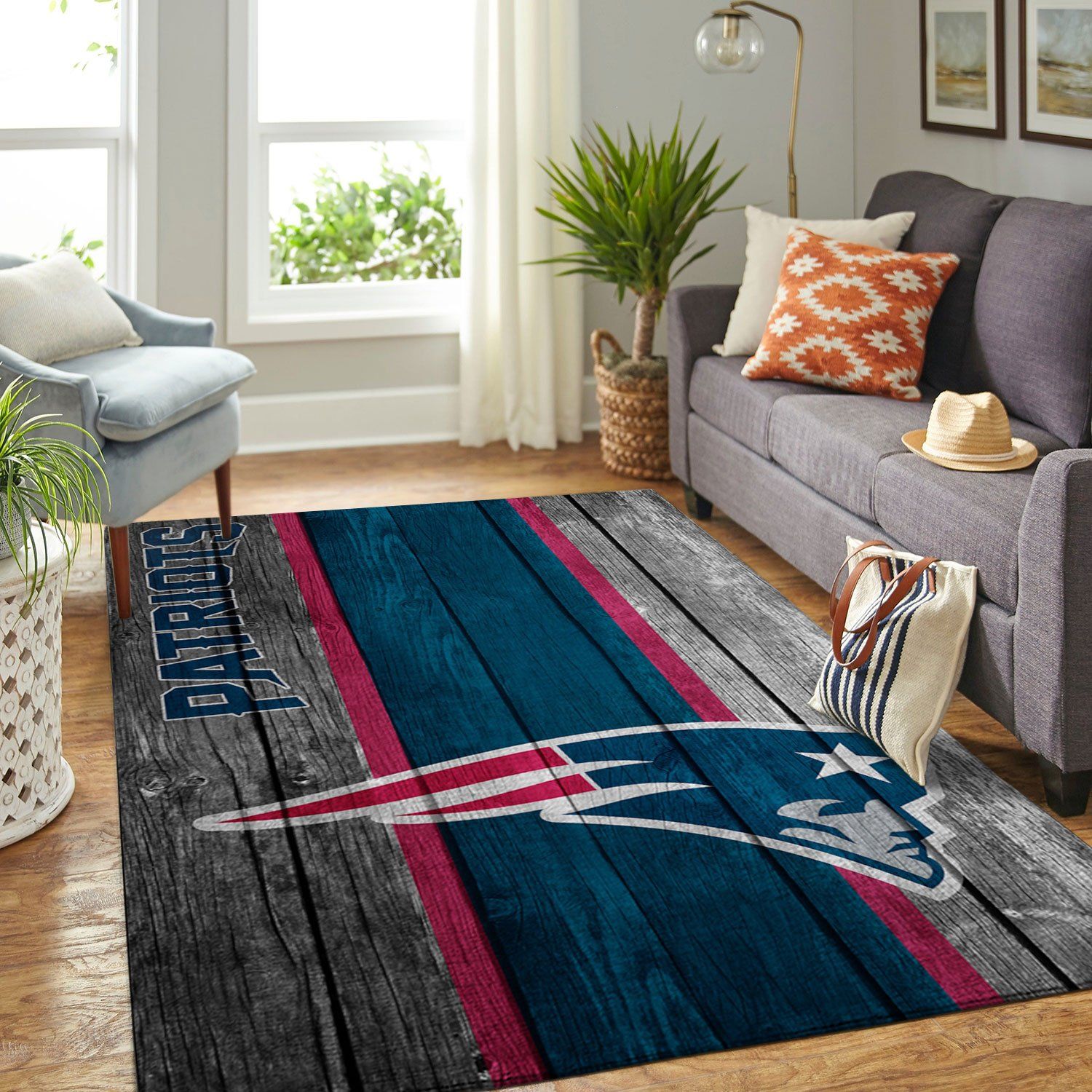 New England Patriots Nfl Team Logo Wooden Style Style Nice Gift Home Decor Rectangle Area Rug