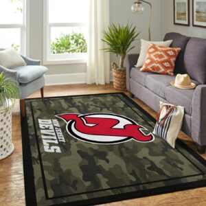 New Jersey Devils Nhl Team Logo Camo Style Nice Gift Home Decor Rectangle Area Rug
