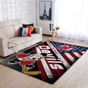 New Jersey Devils Nhl Team Logo Mickey Us Style Nice Gift Home Decor Rectangle Area Rug