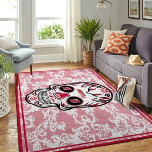 New Jersey Devils Nhl Team Logo Skull Flower Style Nice Gift Home Decor Rectangle Area Rug