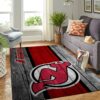 New Jersey Devils Nhl Team Logo Wooden Style Nice Gift Home Decor Rectangle Area Rug