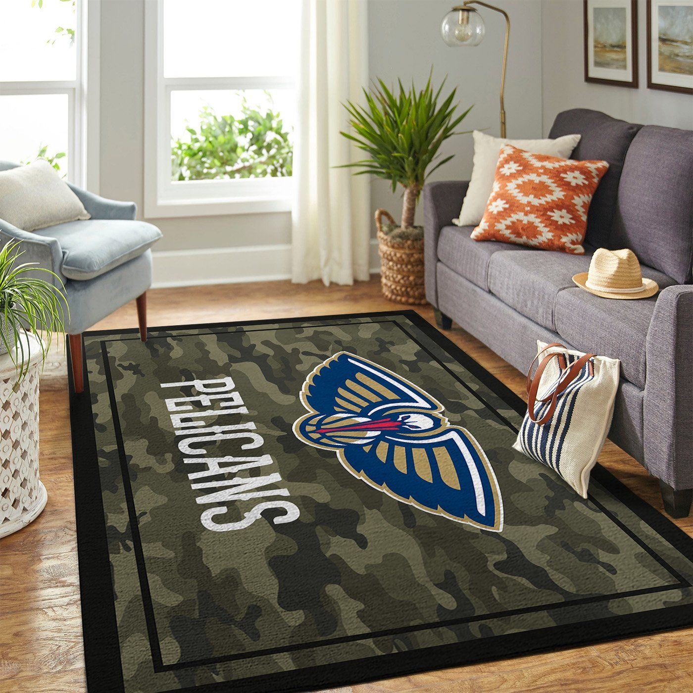 New Orleans Pelicans Nba Team Logo Camo Style Nice Gift Home Decor Rectangle Area Rug