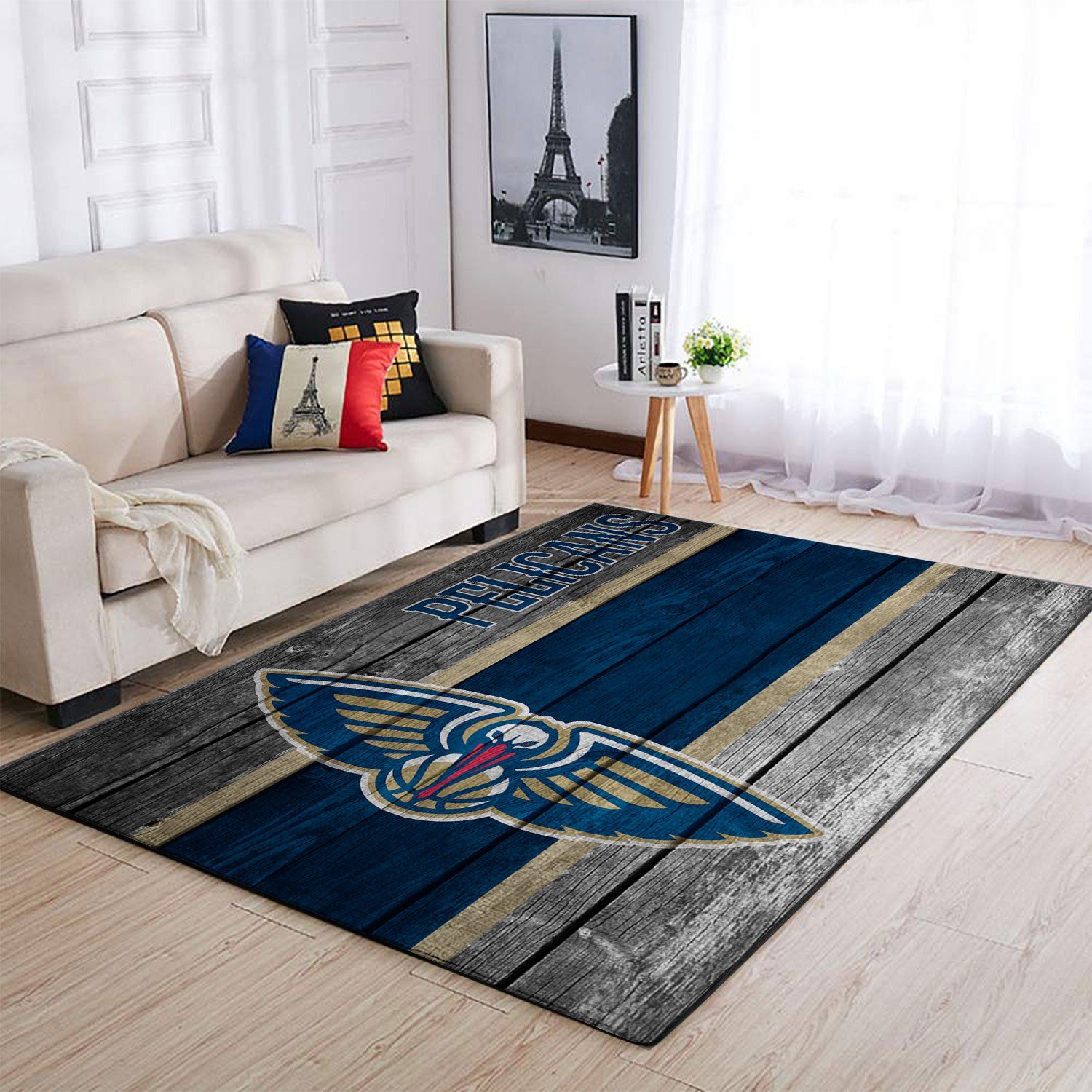 New Orleans Pelicans Nba Team Logo Wooden Style Nice Gift Home Decor Rectangle Area Rug