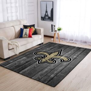 New Orleans Saints Nfl Team Logo Grey Wooden Style Style Nice Gift Home Decor Rectangle Area Rug