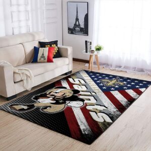 New Orleans Saints Nfl Team Logo Mickey Us Style Nice Gift Home Decor Area Rug Rugs For Living Room