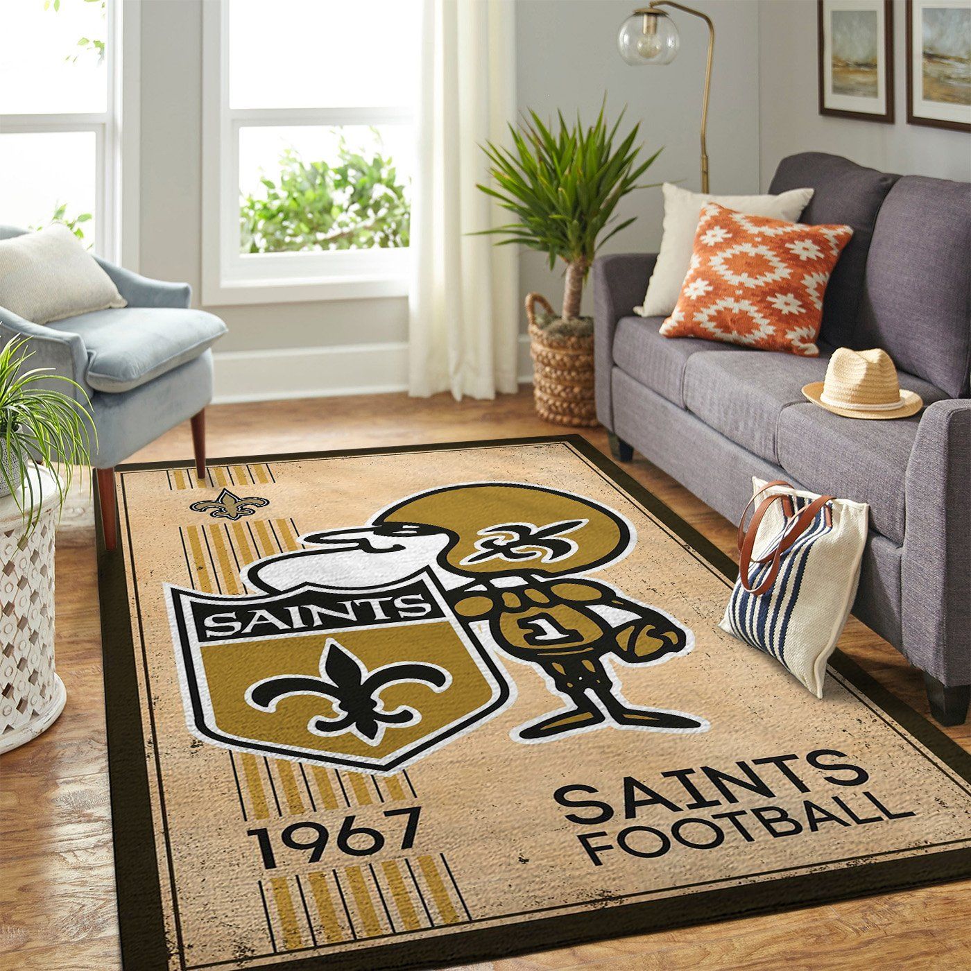 New Orleans Saints Nfl Team Logo Retro Style Nice Gift Home Decor Rectangle Area Rug