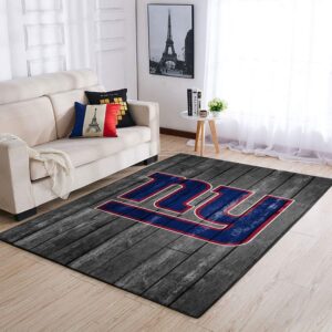 New York Giants Nfl Team Logo Grey Wooden Style Style Nice Gift Home Decor Rectangle Area Rug