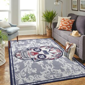 New York Giants Nfl Team Logo Skull Flower Style Nice Gift Home Decor Rectangle Area Rug