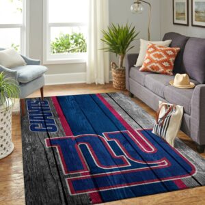 New York Giants Nfl Team Logo Wooden Style Style Nice Gift Home Decor Rectangle Area Rug