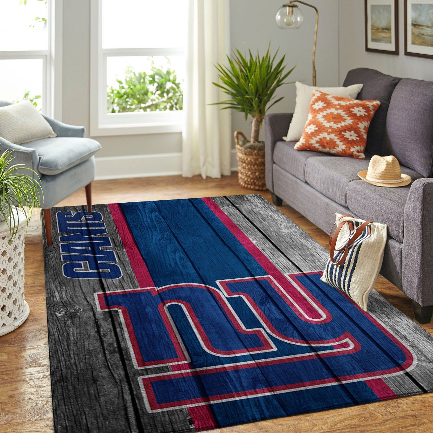 New York Giants Nfl Team Logo Wooden Style Style Nice Gift Home Decor Rectangle Area Rug