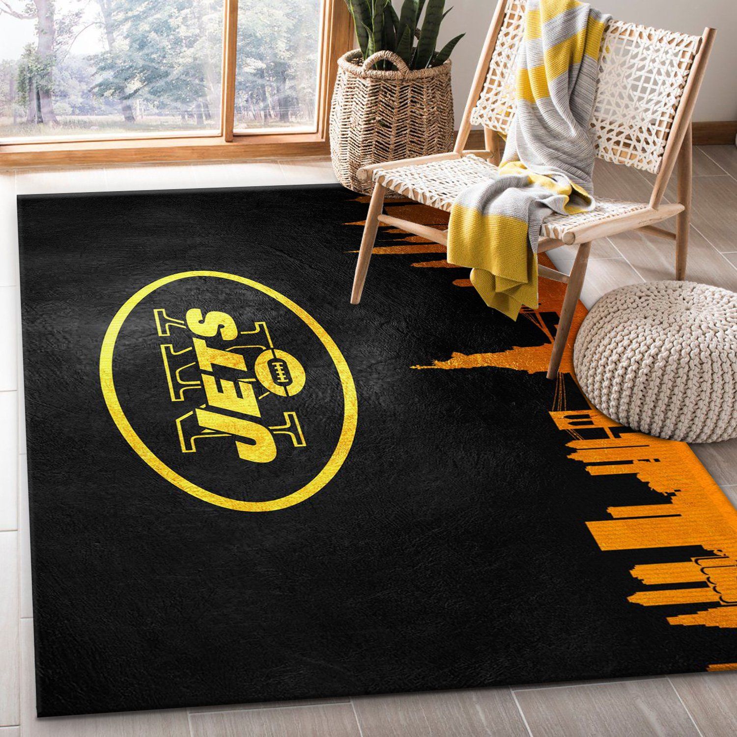 New York Jets Skyline NFL Team Logos Area Rug