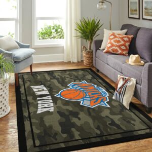 New York Knicks Nba Team Logo Camo Style Nice Gift Home Decor Area Rug Rugs For Living Room