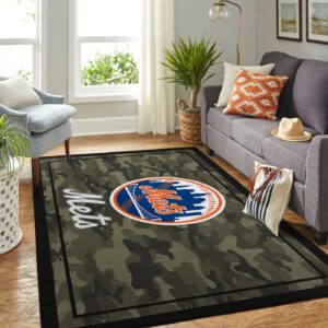 New York Mets Mlb Team Logo Camo Style Nice Gift Home Decor Rectangle Area Rug