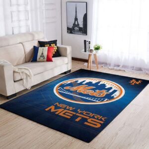 New York Mets Mlb Team Logo Style Nice Gift Home Decor Rectangle Area Rug