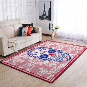 New York Rangers Nhl Team Logo Skull Flower Style Nice Gift Home Decor Rectangle Area Rug