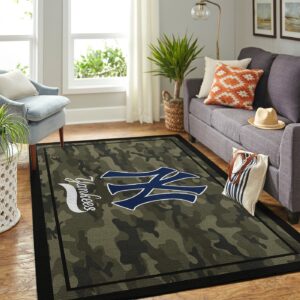 New York Yankees Mlb Team Logo Camo Style Nice Gift Home Decor Rectangle Area Rug