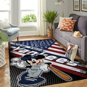 New York Yankees Mlb Team Logo Mickey Us Style Nice Gift Home Decor Rectangle Area Rug