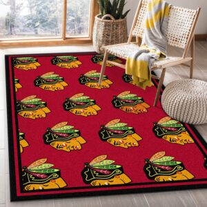 Nhl Repeat Chicago Blackhawks Team Logo Area Rug