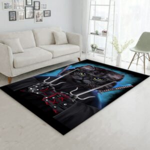 Ninja Cat Japanese Warrior Area Rug For Christmas Living room and bedroom Rug Home US Decor