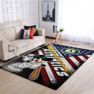 Oakland Athletics Mlb Team Logo Mickey Us Style Nice Gift Home Decor Rectangle Area Rug