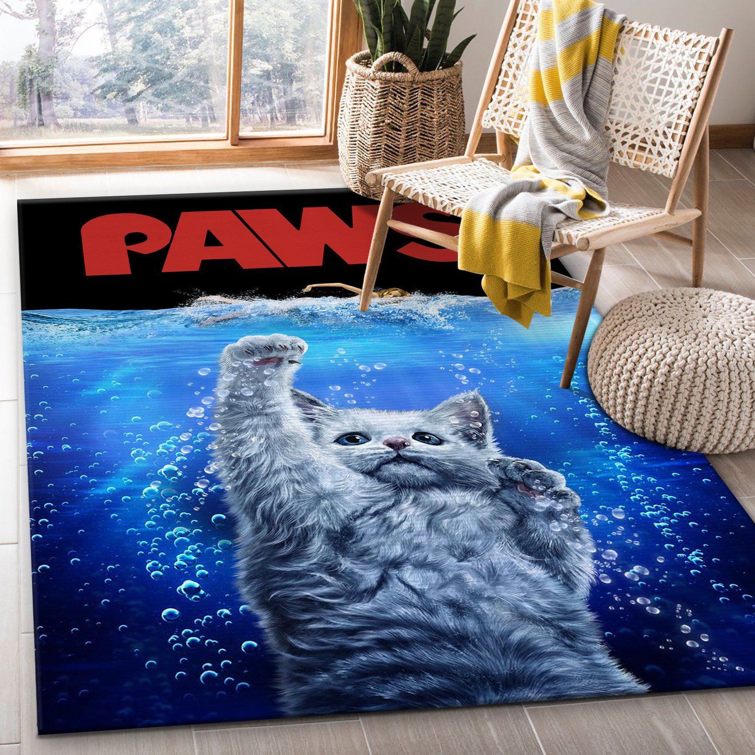 Ocean Monster Cat Terror Area Rug Carpet Living Room Rug Floor Decor Home Decor