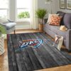 Oklahoma City Thunder Nba Team Logo Grey Wooden Style Nice Gift Home Decor Rectangle Area Rug