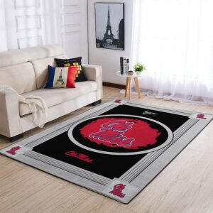 Ole Miss Rebels Ncaa Team Logo Nice Gift Home Decor Rectangle Area Rug