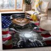 Patriot Cat On Motorcycle Area Rug Kitchen Rug Home US Decor