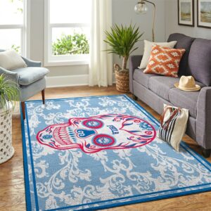 Philadelphia 76ers Nba Team Logo Skull Flower Style Nice Gift Home Decor Rectangle Area Rug